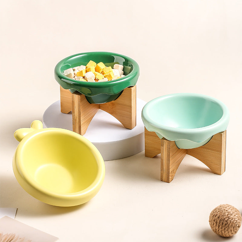 ラック付きセラミック製ペットフードボウル